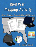 Civil War Mapping Activity (Uses student friendly 1860 USA map)