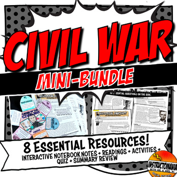 Preview of Civil War Resources Bundle: Guided Notes, Activities, Worksheets & Work Packet