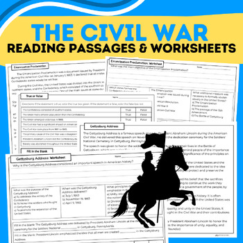 Preview of Civil War Packet & Acitvities: Battles & Emancipation Proclamation, and more