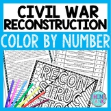 Civil War Reconstruction Color by Number, Reading Passage 