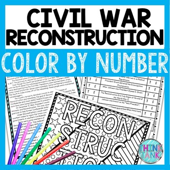 Preview of Civil War Reconstruction Color by Number, Reading Passage and Text Marking