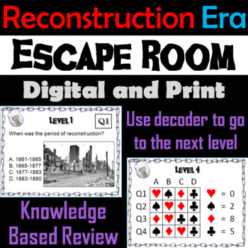 Preview of Civil War Reconstruction Era Activity Escape Room (13th 14th 15th Amendments)