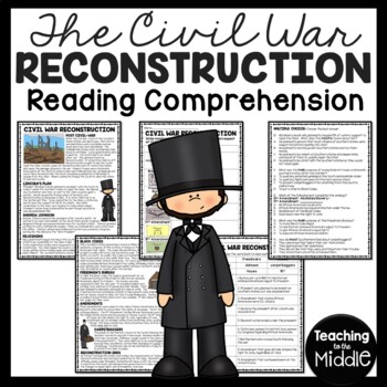 Preview of Civil War Reconstruction Reading Comprehension Worksheet Carpetbaggers