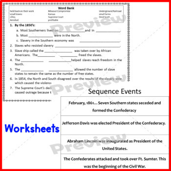 civil war activities american history worksheets timeline and more