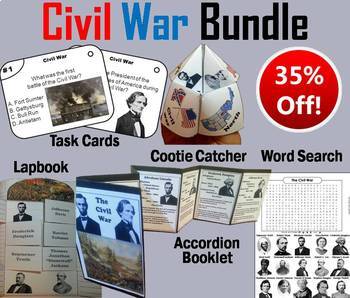 Preview of Civil War Task Cards & Activities (Abraham Lincoln, Gettysburg, 13th Amendment)