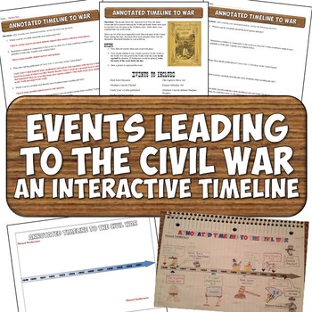 Civil War Timeline Activity Events Leading to War by Students of History