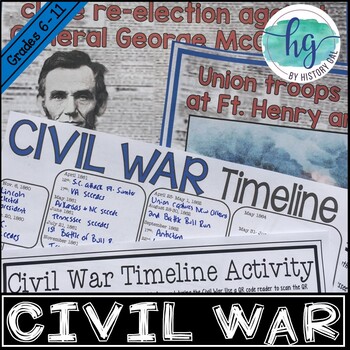 Preview of Civil War Timeline Activity (With and Without QR Codes)