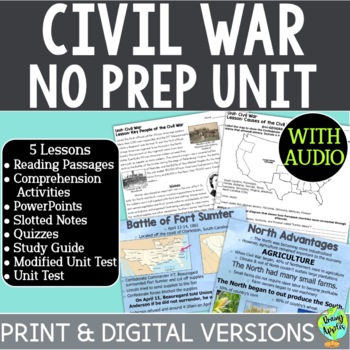 Preview of Civil War US History Unit, Social Studies Worksheets, Causes of the Civil War