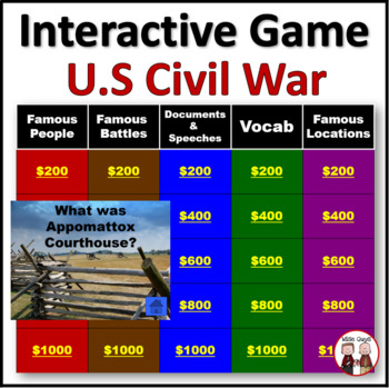Preview of Civil War Game Show Activity