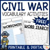 Civil War Vocabulary Activities | Free | Printable & Digit