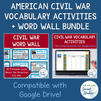 Preview of Civil War Vocabulary Activity Set and Word Wall Bundle