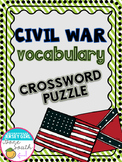 Civil War Vocabulary Crossword Puzzle Activity