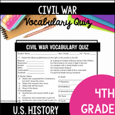 Civil War Vocabulary Quiz | Digital & Easel | 4th - 8th