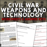 Civil War Weapons and Technology Reading Worksheets and An