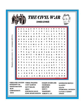 civil war word search puzzle us history tpt