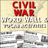 Civil War Word Wall Vocabulary Activities