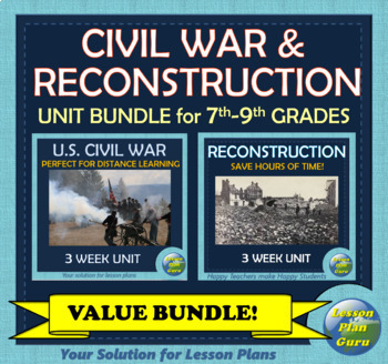 Preview of Civil War and Reconstruction Era Unit VALUE Bundle for 7th-9th Grade!