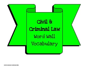 Preview of Civil and Criminal Law Vocabulary- Word Wall