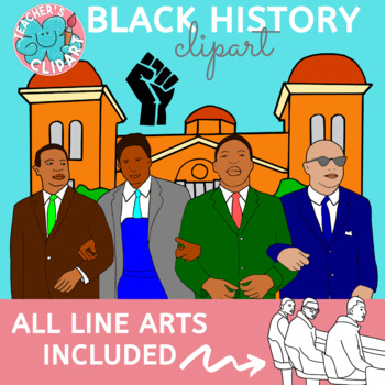 Preview of Black History - Civil rights movement clipart {Social Studies clip art}