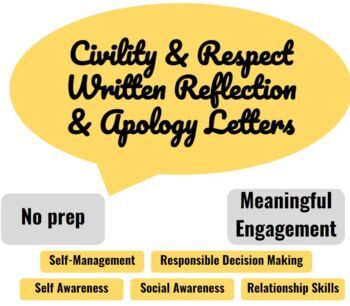Preview of Civility & Respect Written Reflection & Apology Letters Printable