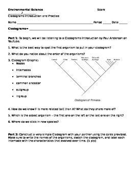 Cladograms Worksheet and Practice by Brianna Jenkins  TpT