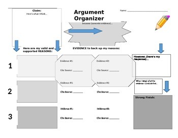 Preview of Claim - Counterclaim Graphic Organizer - NYS Common Core Regents