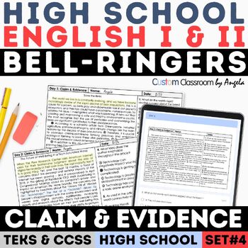 Preview of STAAR Author's Claim & Evidence High School Bell-Ringers Quiz Warm Up Activity