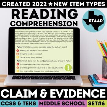 Preview of STAAR Claim & Evidence Test Prep | Google Slides Review Game | NEW Item Types