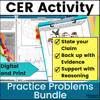 Preview of Claim Evidence Reasoning Activity CER Practice graphic organizer template Bundle