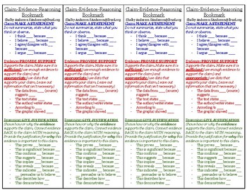 Preview of Claim-Evidence-Reasoning Bookmark