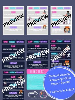 Preview of Claim Evidence Reasoning (CER) Poster Bundle