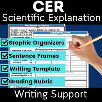 Preview of CER Claim Evidence Reasoning Activity CER Template CER rubric CER practice