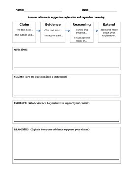 Preview of Claim, Evidence, Reasoning Graphic Organizer