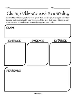 Claim Evidence Reasoning Graphic Organizer: Science Poster, Template