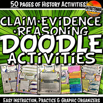 Preview of Claim Evidence Reasoning History Doodle Style Notes Instruction & Organizers
