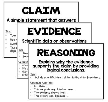 Claim Evidence Reasoning Posters by KM Science | TpT
