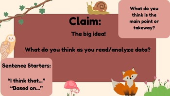 Preview of Claim, Evidence, Reasoning Posters Science Classroom Decor Whimsical Woodland