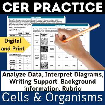 Preview of Claim Evidence Reasoning Activity NGSS Cells & Organisms CER Practice Activity