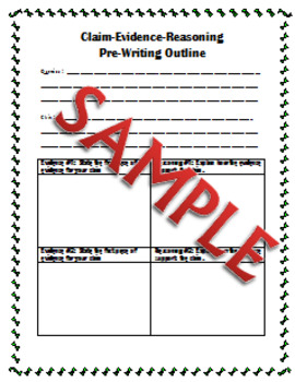 Preview of Claim - Evidence - Reasoning Pre-Writing and Writing Template