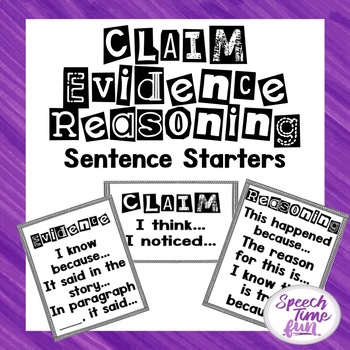 Preview of Claim Evidence Reasoning Sentence Starters FREEBIE!