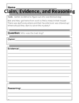Preview of Claim Evidence Reasoning:  "The Bad Dog Mystery" Worksheet