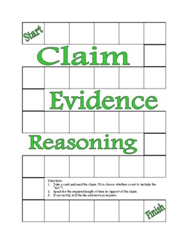 Preview of Claim, Evidence, Reasoning: The CER Board Game