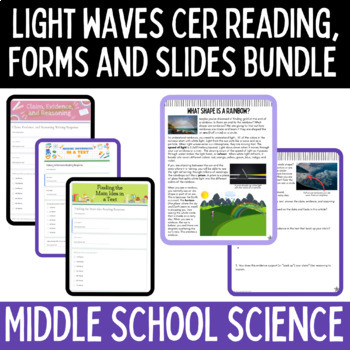 Preview of Claim Evidence Reasoning Worksheet and Form Bundle Light Waves 
