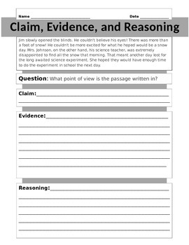 Claim, Evidence, Reasoning for Point of View by Teacher Central | TpT