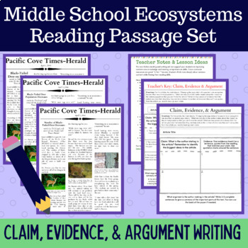Preview of Claim Evidence and Argument Reading and Writing Activity NGSS Ecosystems