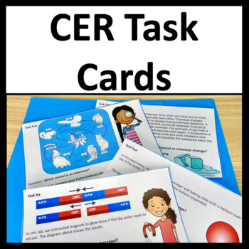 Preview of Claim Evidence and Reasoning Task Cards - Science Stations - CER