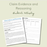 Claim Evidence and Reasoning Worksheet Activity