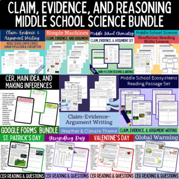 Preview of Claim Evidence and Reasoning Worksheet and Reading Bundle