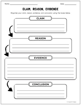 Preview of Claim, Reason, and Evidence Graphic Organizer (Includes Fillable PDF)
