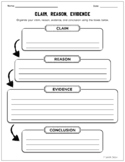 Claim, Reason, and Evidence Graphic Organizer (Includes Fi